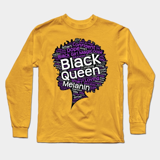 Black Melanin Queen Afro Long Sleeve T-Shirt by blackartmattersshop